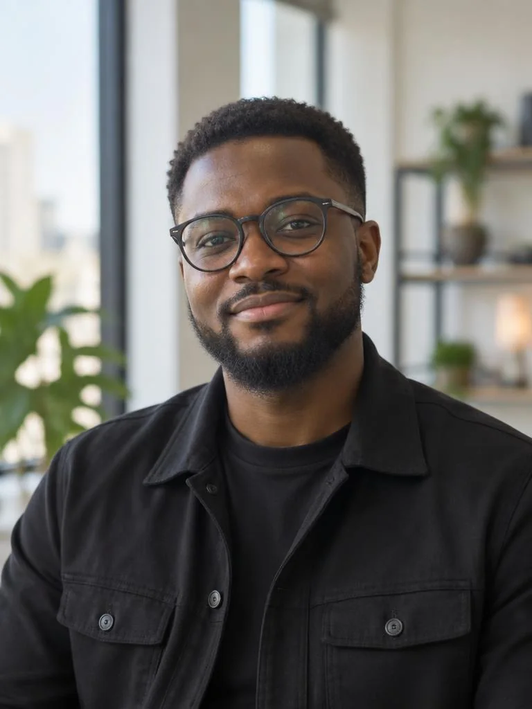 Nigerian technology creator in a contemporary workspace