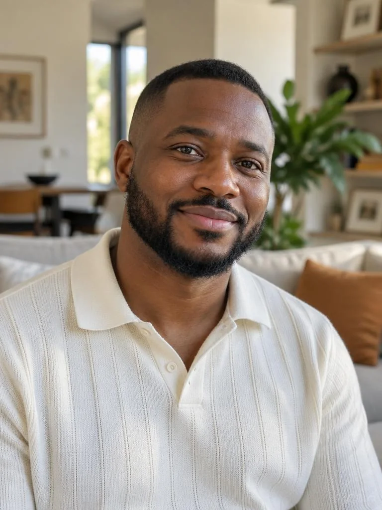 Nigerian parenting and lifestyle creator in a bright family home
